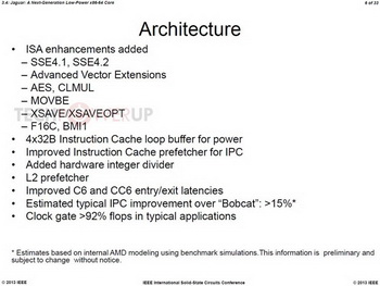 There are details about the microarchitecture AMD Jaguar